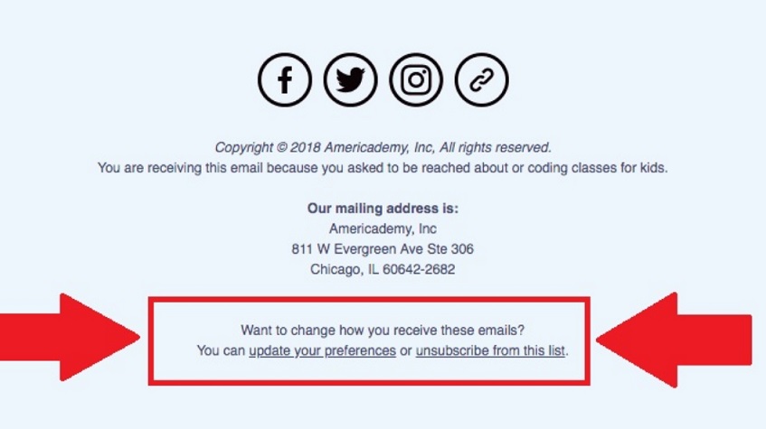 unsubscribe link