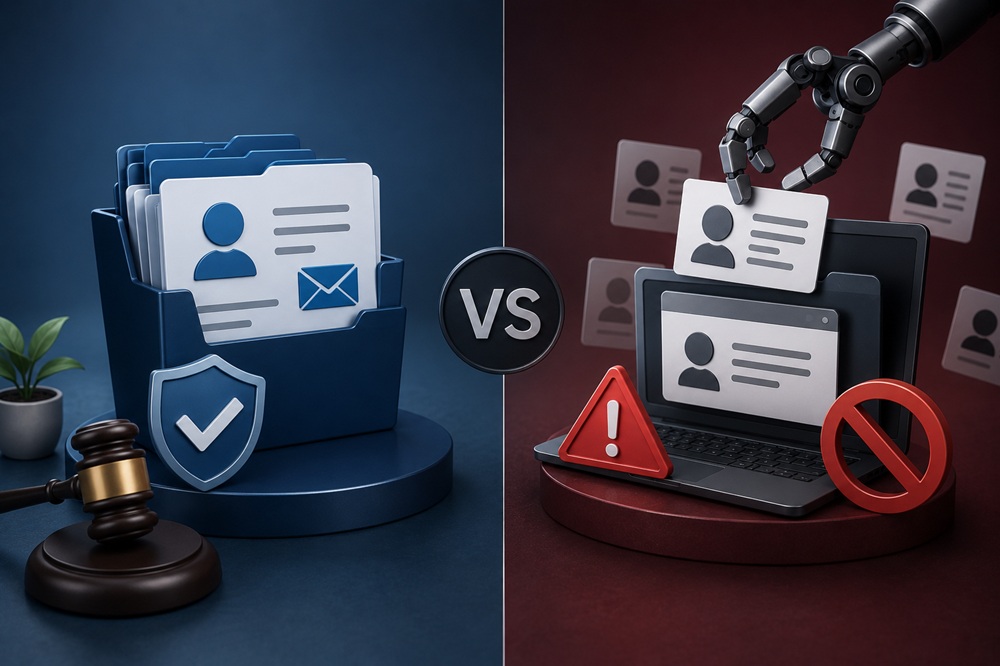 B2B email lists vs scraped LinkedIn data legal and practical comparison